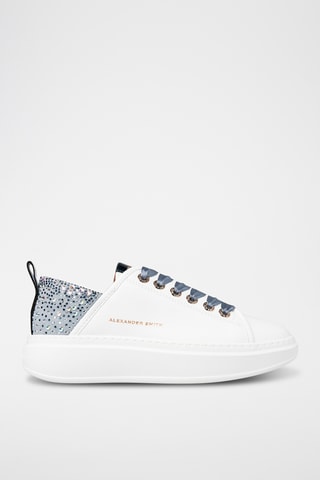 Leren Platform Sneakers Wembley - Wit en Grijs