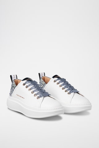 Leren Platform Sneakers Wembley - Wit en Grijs