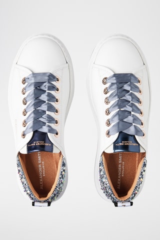 Leren Platform Sneakers Wembley - Wit en Grijs