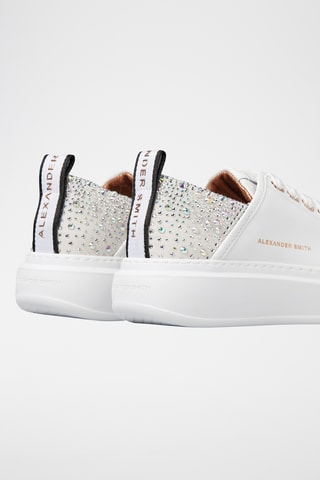 Leren Platform Sneakers Wembley - Wit en Glanzend Blauw