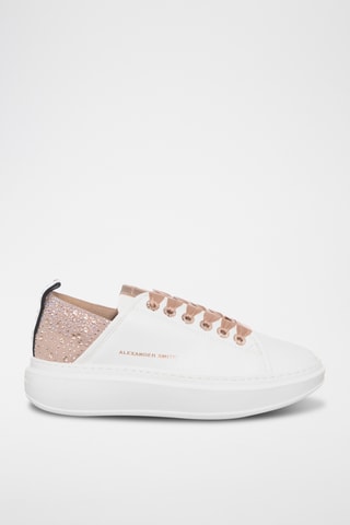 Leren Platform Sneakers Wembley - Wit en Nude