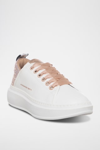 Leren Platform Sneakers Wembley - Wit en Nude