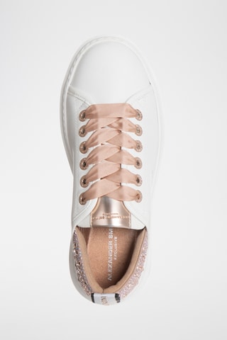 Leren Platform Sneakers Wembley - Wit en Nude