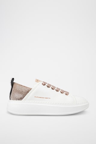 Leren Platform Sneakers Wembley - Wit en Nude