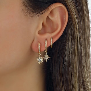 Trio de boucles d'oreilles - Laiton plaqué or & zircons