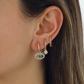 Trio de boucles d'oreilles - Laiton plaqué or & zircons