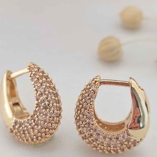 Boucles d'oreilles - Laiton plaqué or & zircons