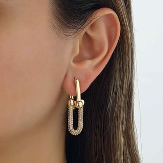 Boucles d'oreilles - Laiton plaqué or & zircons