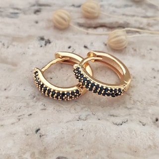 Créoles - Laiton plaqué or & zircons 