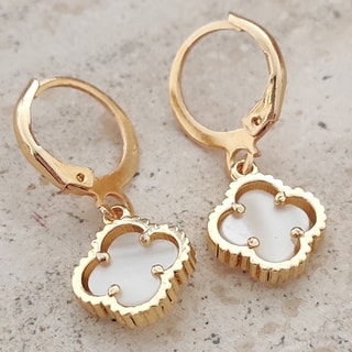 Boucles d'oreilles - Laiton plaqué or - Blanc 