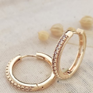 Créoles - Laiton plaqué or & zircons