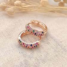 Créoles - Laiton plaqué or & zircons multicolores