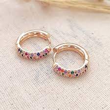 Créoles - Laiton plaqué or & zircons multicolores