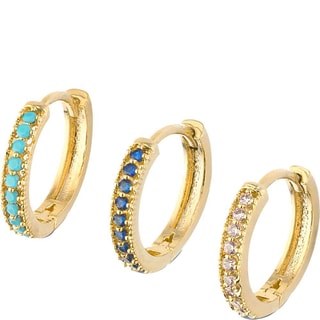 Trio de boucles d'oreilles - Laiton plaqué or & zircons