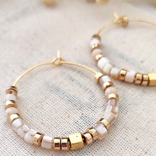 Créoles - Laiton plaqué or & perles 