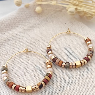 Créoles - Laiton plaqué or & perles 