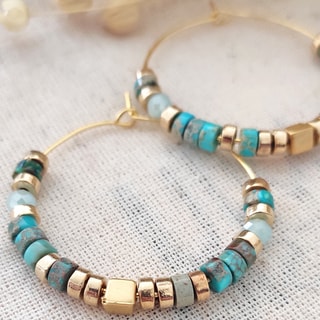 Créoles - Laiton plaqué or & perles 