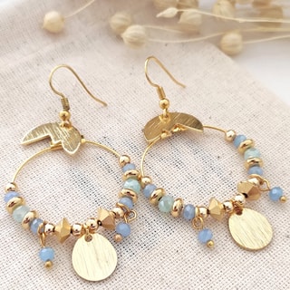 Boucles d'oreilles - Laiton plaqué or & perles 