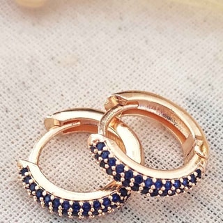 Créoles - Laiton plaqué or & zircons bleus