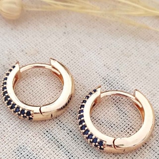 Créoles - Laiton plaqué or & zircons bleus