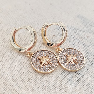 Boucles d'oreilles - Pole Star  - Laiton plaqué or & zircons