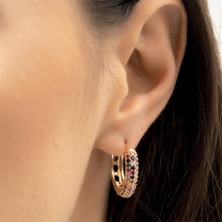 Créoles - Laiton plaqué or & zircons 