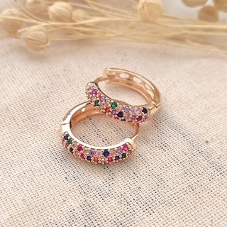 Créoles - Laiton plaqué or & zircons 