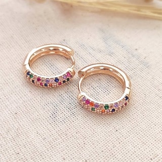 Créoles - Laiton plaqué or & zircons 