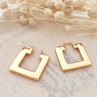 Boucles d'oreilles carrées - Laiton plaqué or 