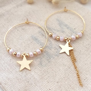 Boucles d'oreilles pendantes - Laiton plaqué or & zircons