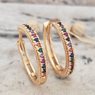 Boucles d'oreilles créoles - Laiton plaqué or & zircons