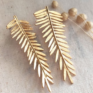 Boucles d'oreilles feuilles - Laiton plaqué or