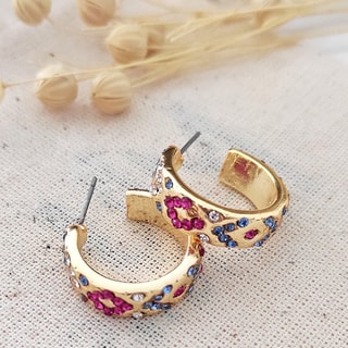 Boucles d'oreilles - Laiton plaqué or & zircons