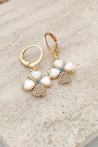 Boucles d'oreilles dorées à l'or fin jaune - Nacre et zircons