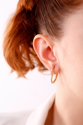 Créoles - Laiton plaqué or fin jaune & zircons 