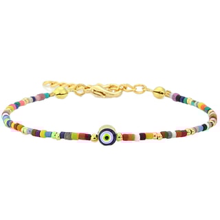 Bracelet œil - Laiton plaqué or & pierres