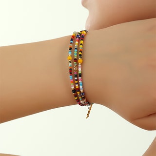 Bracelet - Laiton plaqué or & perles