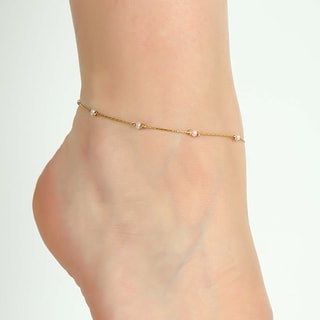 Bracelet de cheville avec perles - Laiton plaqué or 