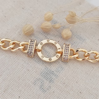 Bracelet - Laiton plaqué or & zircons