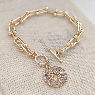 Bracelet Pole Star - Laiton plaqué à l'or fin & zirconium