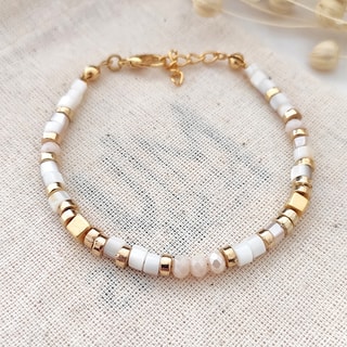 Bracelet de perles - Laiton plaqué or 