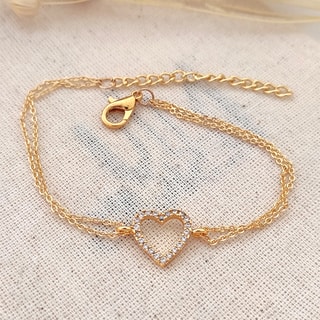 Bracelet - Laiton plaqué or & zircons