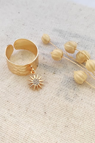 Manchette en laiton plaqué or jaune - Zircons