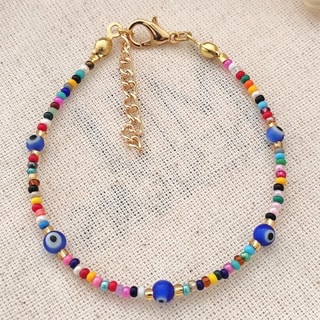 Bracelet - Laiton plaqué or & perles