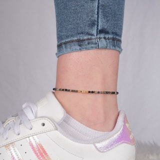 Bracelet de cheville - Cristal noir 