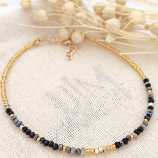 Bracelet de cheville - Cristal noir 