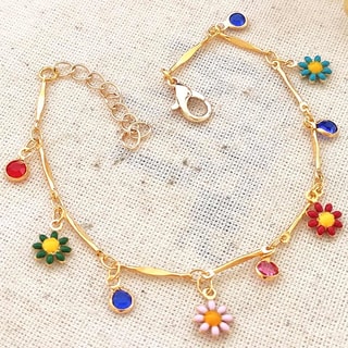 Bracelet fleurs - Laiton plaqué or