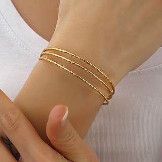 Bracelet ajustable - 3 rangs - Laiton plaqué or