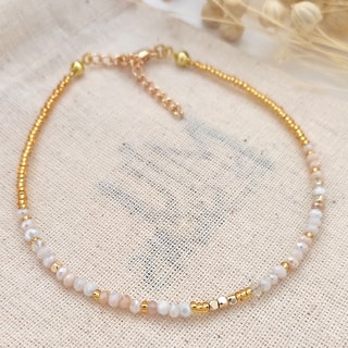 Bracelet de cheville - Laiton plaqué or & cristaux