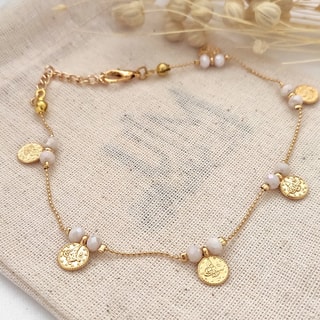 Bracelet de cheville - Laiton plaqué or & cristaux